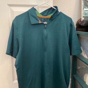 The North Face Teal Polo Shirt with Orange Accent